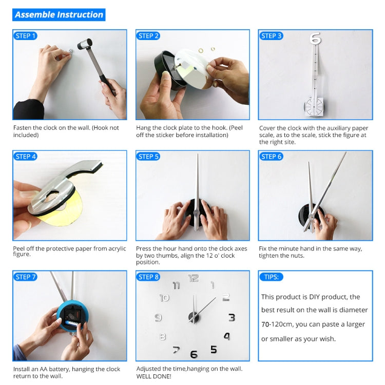 M030 India Digital Hanging Clock Home Decoration DIY Acrylic Clock