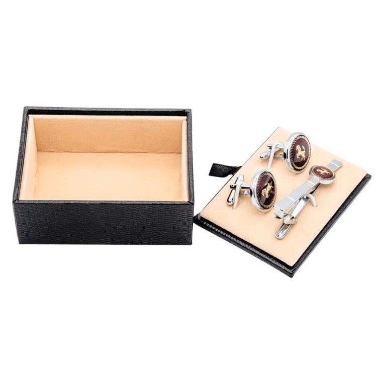 3pcs Lychee Pattern Cufflinks Tie Clip Set Packaging Jewelry Box(P3016E)