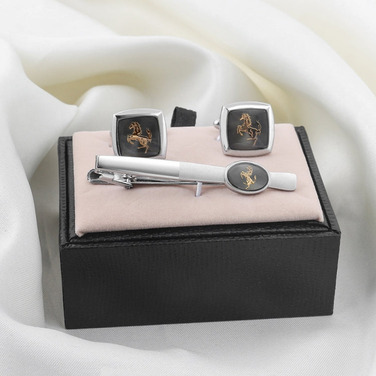 3pcs Lychee Pattern Cufflinks Tie Clip Set Packaging Jewelry Box(P3016E)