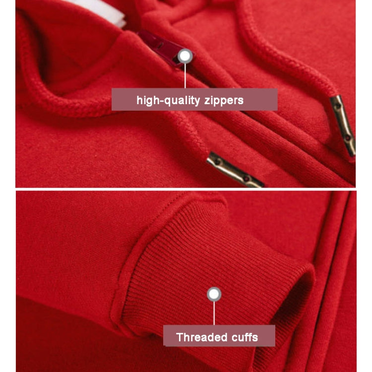 Zipper Cardigan Hooded Sweater Autumn Winter Fleece Coat Couple Sweatshirt, Size: