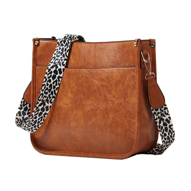 013 Leopard Strap PU Leather Single-shoulder Waterproof Crossbody Tote Bag
