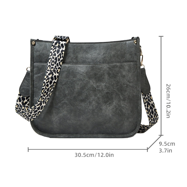 013 Leopard Strap PU Leather Single-shoulder Waterproof Crossbody Tote Bag
