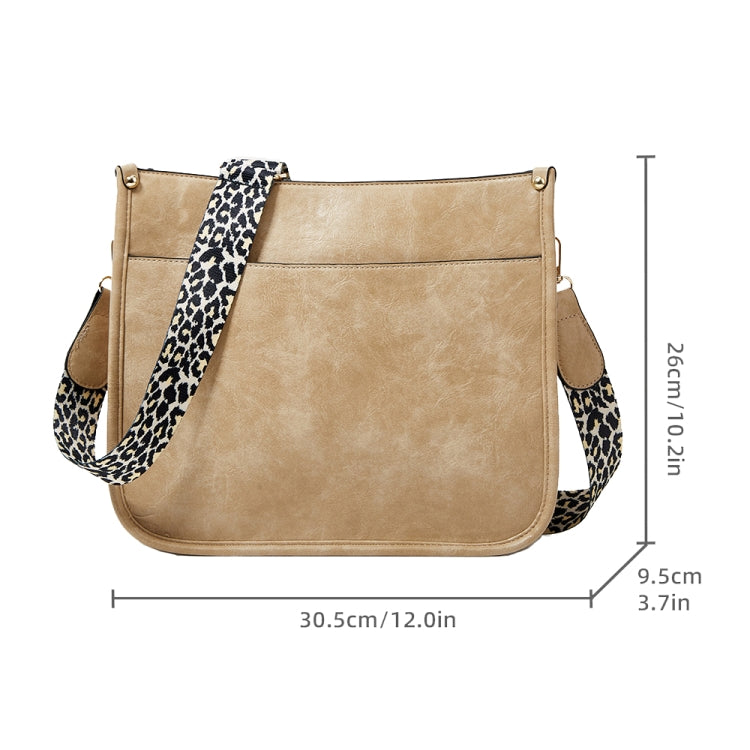 013 Leopard Strap PU Leather Single-shoulder Waterproof Crossbody Tote Bag