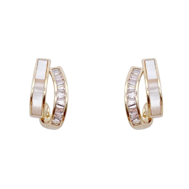 Shell Double Layer Earrings with Diamond Earrings, Color: EH1002