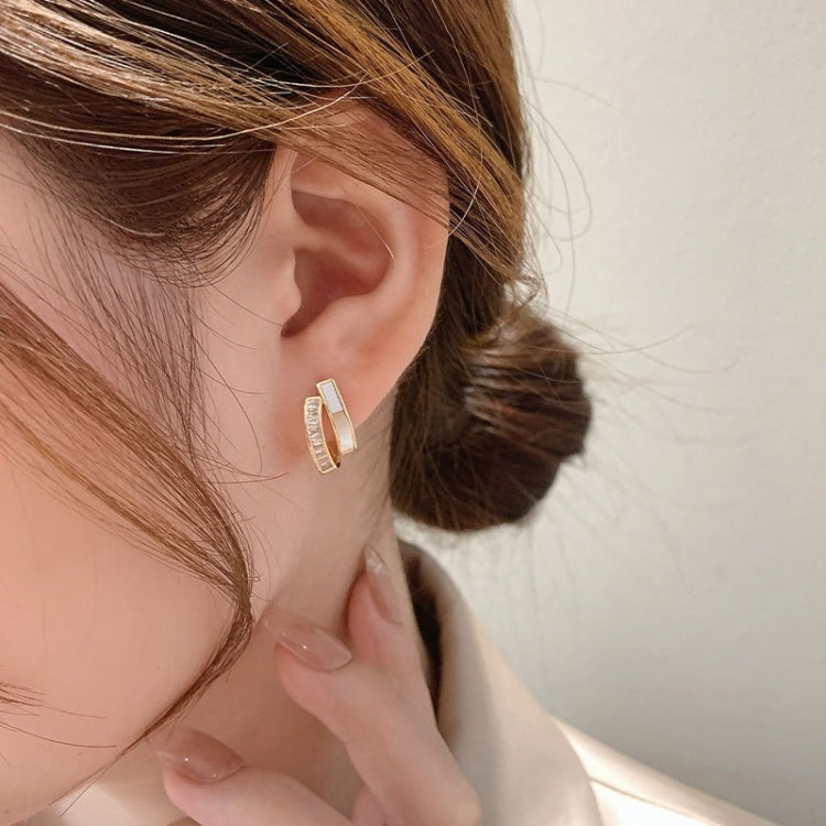 Shell Double Layer Earrings with Diamond Earrings, Color: EH1229