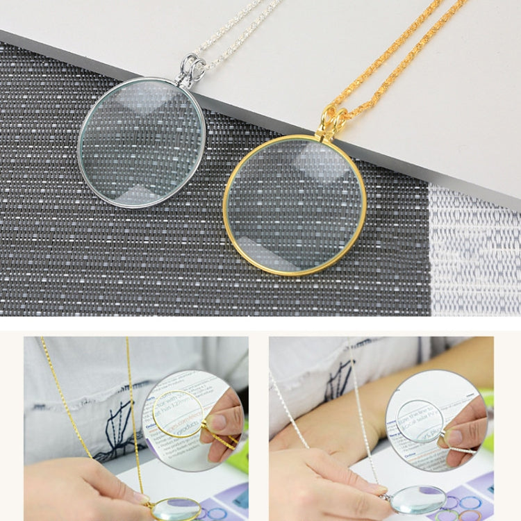 Metal Chain Round Expansion Mirror Glass Lens Necklace Magnifier