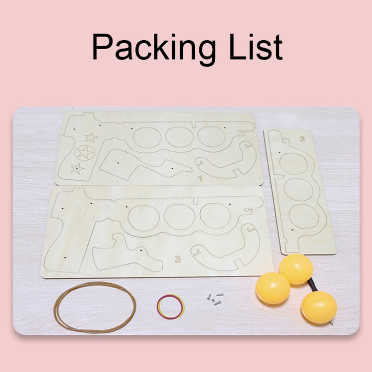 Wooden DIY Table Tennis Elastic Model Children Physical Science Experiment Assembly Toy(Elastic Model)