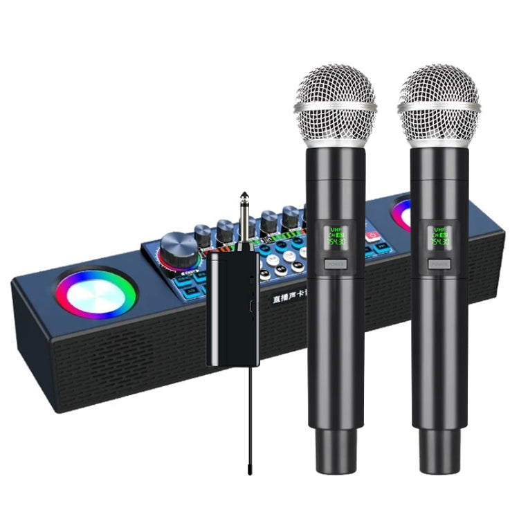 X80 Portable Multifunctional Live Singing Wireless Bluetooth Sound Card Speaker (Dual-microphone Black)