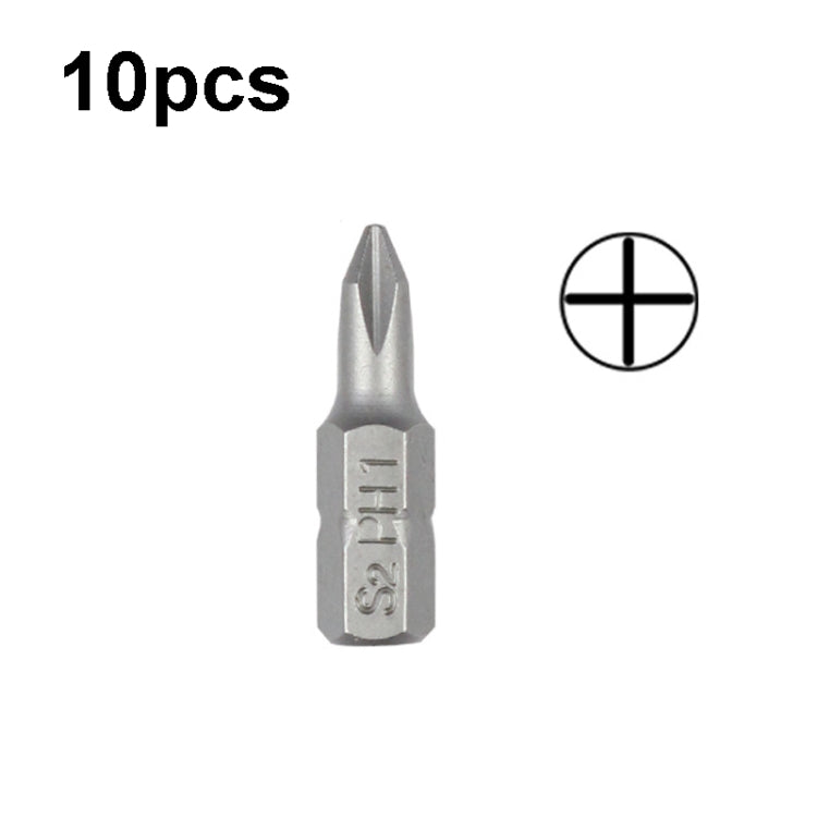 10pcs Electric Screwdriver Short Batch Head Strong Magnetic Driver Head, Series: Phillips PH1