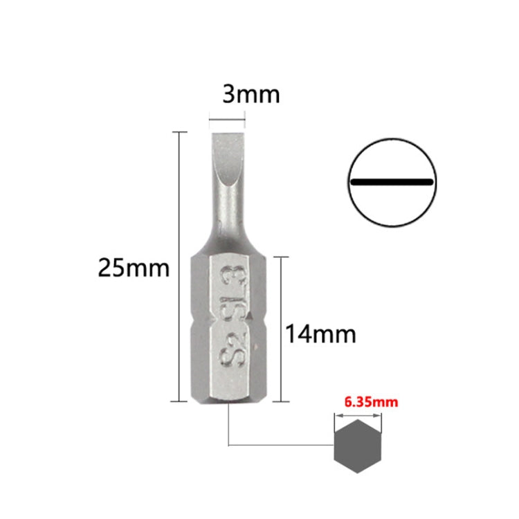 10pcs Electric Screwdriver Short Batch Head Strong Magnetic Driver Head, Series: Straight SL3