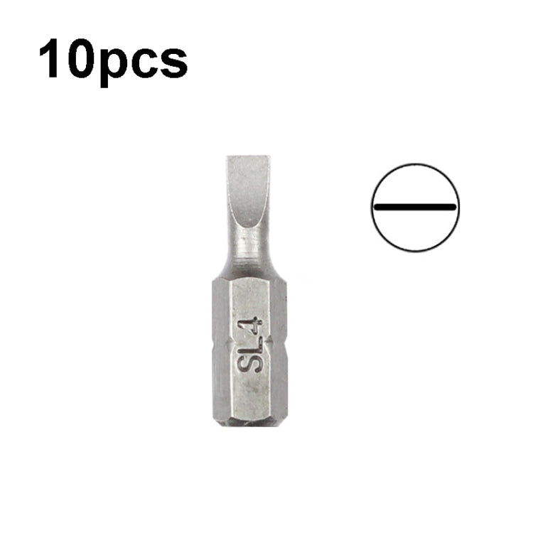 10pcs Electric Screwdriver Short Batch Head Strong Magnetic Driver Head, Series: Straight SL4