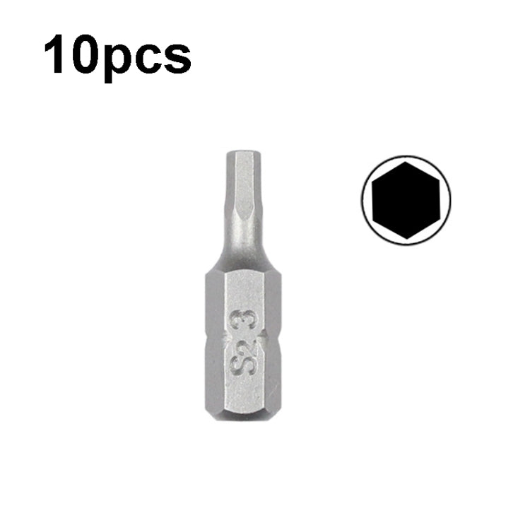 10pcs Electric Screwdriver Short Batch Head Strong Magnetic Driver Head, Series: Hexagon S3