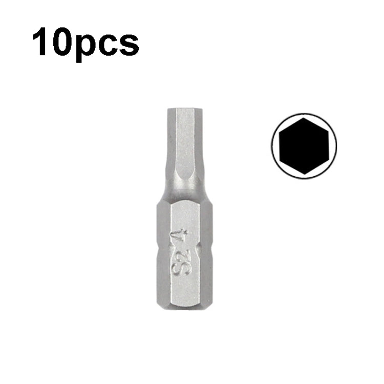 10pcs Electric Screwdriver Short Batch Head Strong Magnetic Driver Head, Series: Hexagon S4