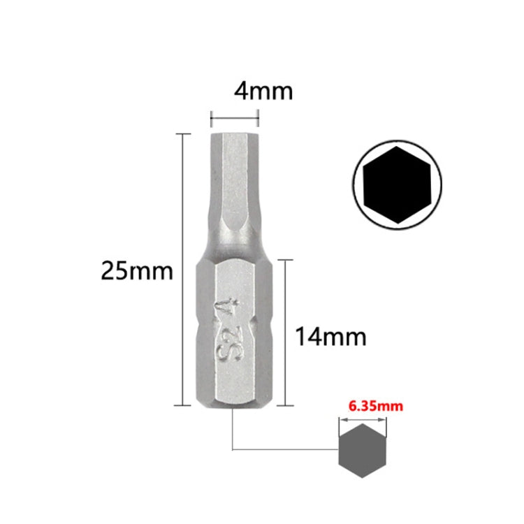 10pcs Electric Screwdriver Short Batch Head Strong Magnetic Driver Head, Series: Hexagon S4
