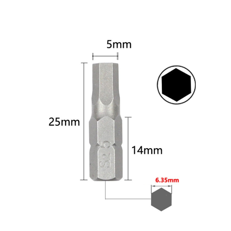 10pcs Electric Screwdriver Short Batch Head Strong Magnetic Driver Head, Series: Hexagon S5