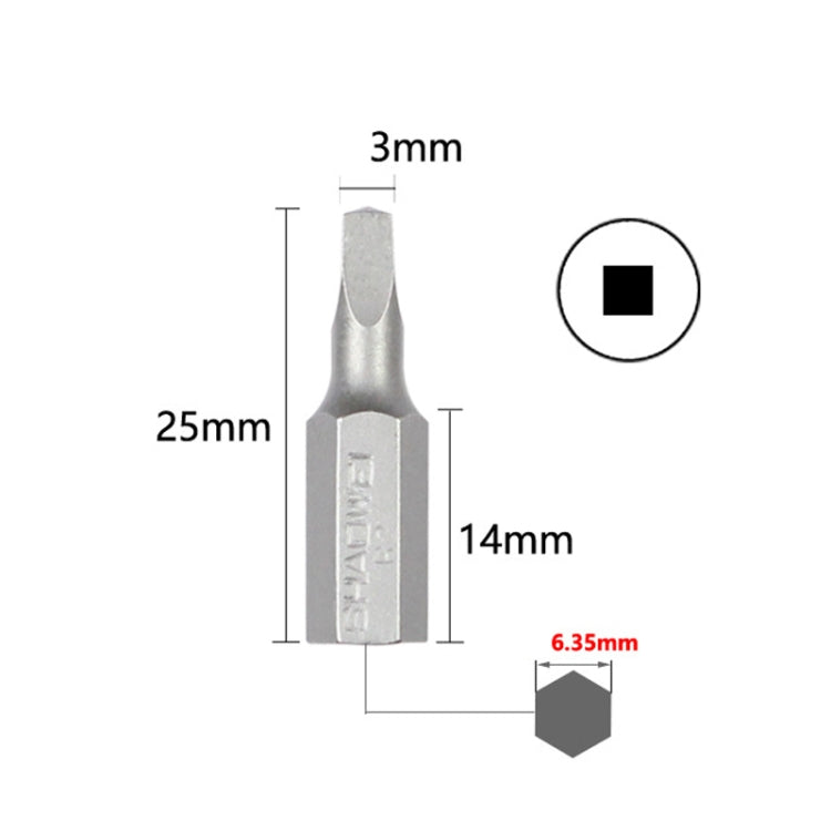 10pcs Electric Screwdriver Short Batch Head Strong Magnetic Driver Head, Series: Square R2