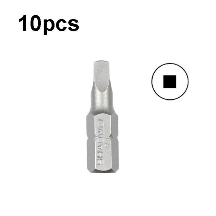 10pcs Electric Screwdriver Short Batch Head Strong Magnetic Driver Head, Series: Square R3