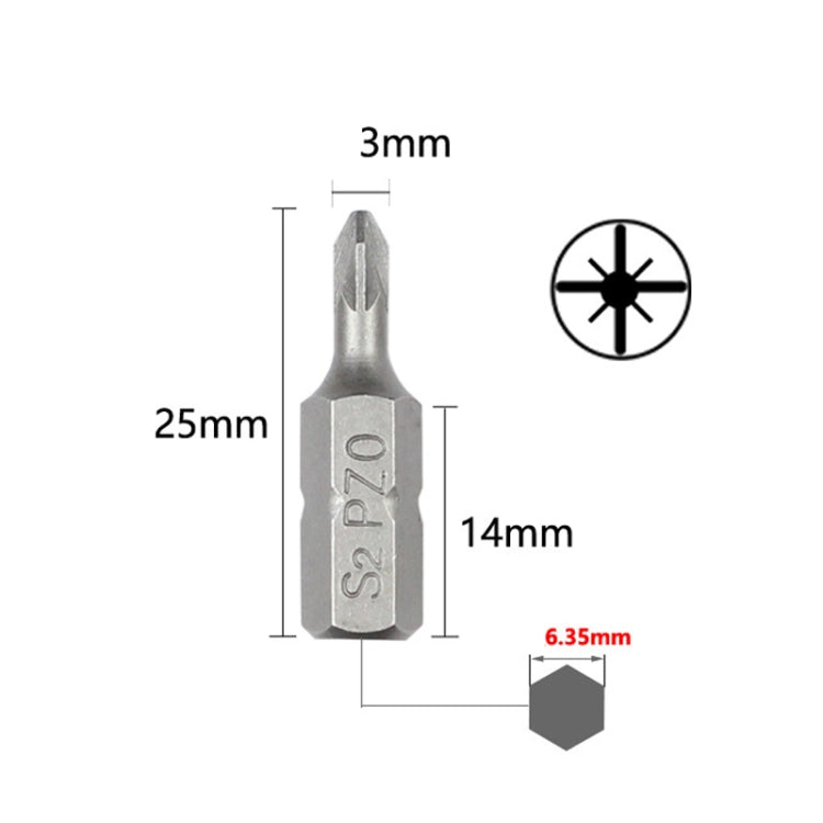 10pcs Electric Screwdriver Short Batch Head Strong Magnetic Driver Head, Series: Pozidriv PZ0