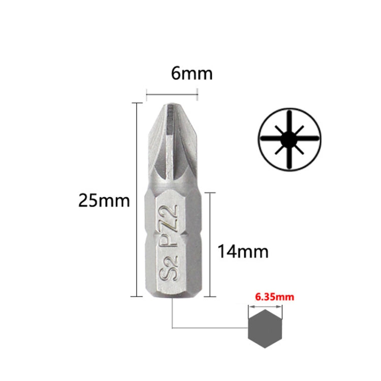 10pcs Electric Screwdriver Short Batch Head Strong Magnetic Driver Head, Series: Pozidriv PZ2
