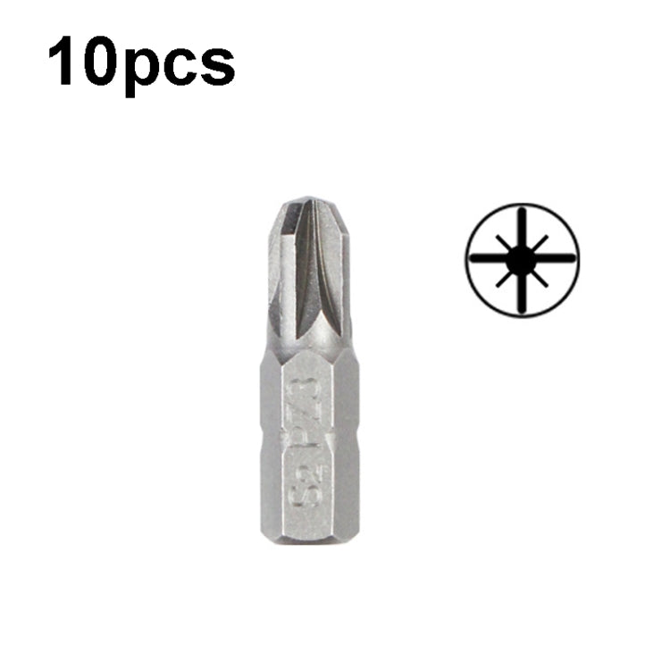 10pcs Electric Screwdriver Short Batch Head Strong Magnetic Driver Head, Series: Pozidriv PZ3