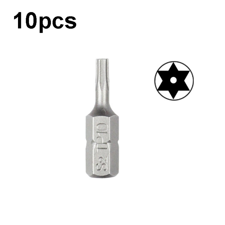 10pcs Electric Screwdriver Short Batch Head Strong Magnetic Driver Head, Series: With Hole Torx TP10