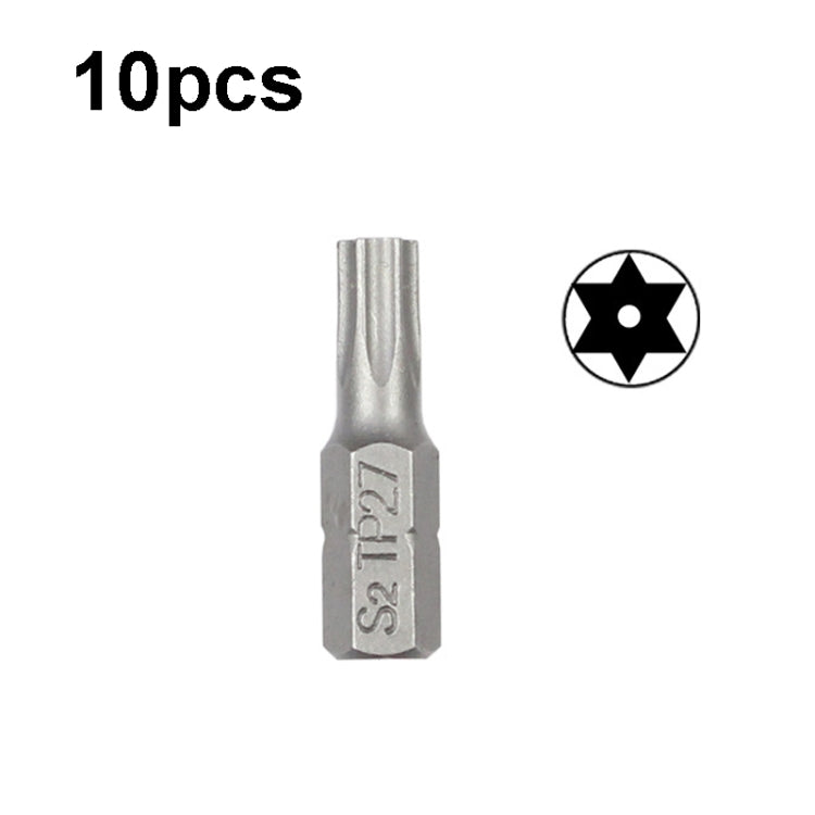 10pcs Electric Screwdriver Short Batch Head Strong Magnetic Driver Head, Series: With Hole Torx TP27