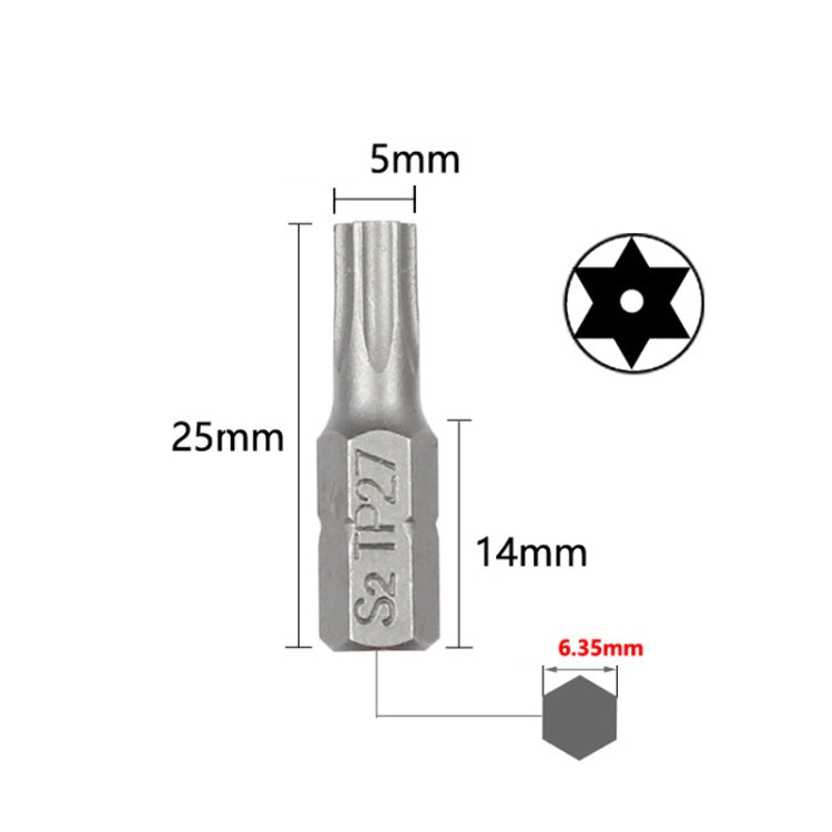 10pcs Electric Screwdriver Short Batch Head Strong Magnetic Driver Head, Series: With Hole Torx TP27