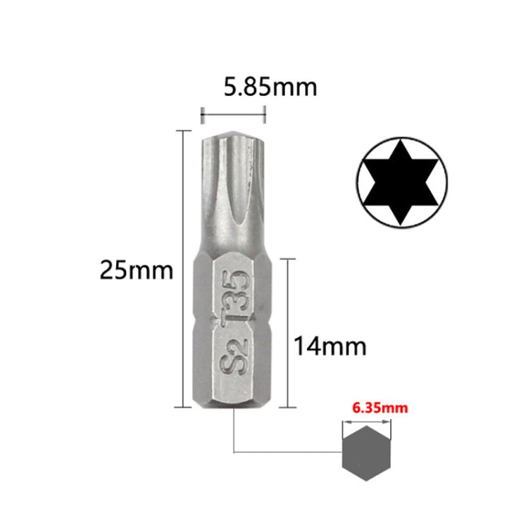 10pcs Electric Screwdriver Short Batch Head Strong Magnetic Driver Head, Series: Without Hole Torx T35