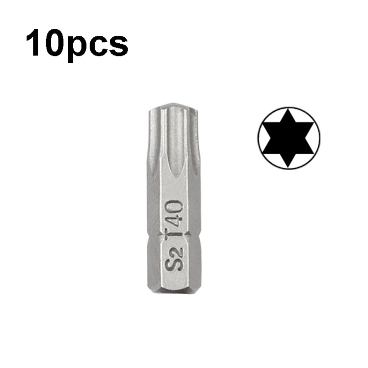 10pcs Electric Screwdriver Short Batch Head Strong Magnetic Driver Head, Series: Without Hole Torx T40