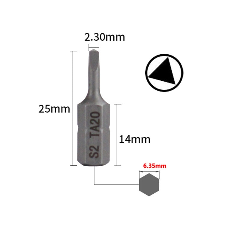 10pcs Electric Screwdriver Short Batch Head Strong Magnetic Driver Head, Series: Triangle TA20