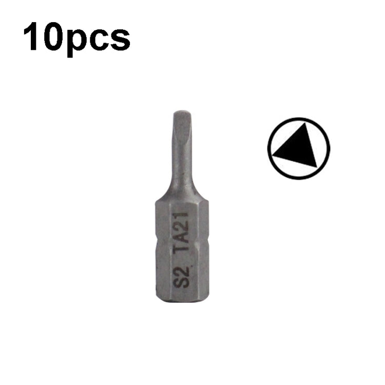 10pcs Electric Screwdriver Short Batch Head Strong Magnetic Driver Head, Series: Triangle TA21