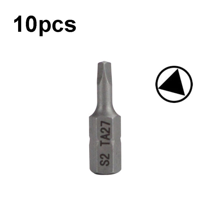 10pcs Electric Screwdriver Short Batch Head Strong Magnetic Driver Head, Series: Triangle TA27