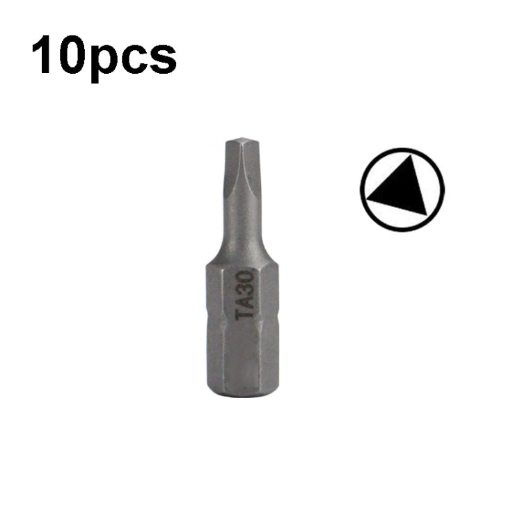 10pcs Electric Screwdriver Short Batch Head Strong Magnetic Driver Head, Series: Triangle TA30