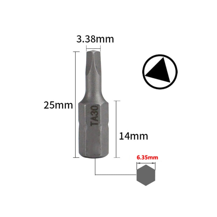 10pcs Electric Screwdriver Short Batch Head Strong Magnetic Driver Head, Series: Triangle TA30
