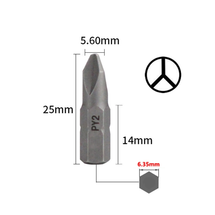 10pcs Electric Screwdriver Short Batch Head Strong Magnetic Driver Head, Series: Y Shape PY2