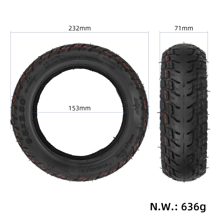 9.5x2.5 Inch Off-Road Tubeless Tire for KQI3/KQI3 PRO/KQI3 MAX/KQI3 SPORT Electric Scooter With Gas Nozzle