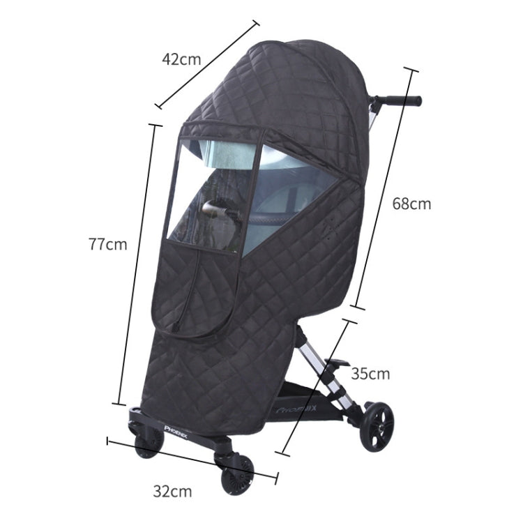 Universal Stroller Windshield and Warm Cover Brown Thickened Plus Cotton Rain Cover