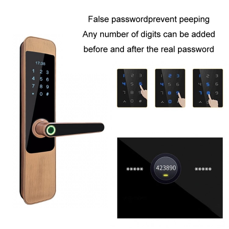 M8 Tuya Smart Wifi Fingerprint Anti-Theft Remote Control Electronic Door Lock, Specification: Bronze 24x240mm