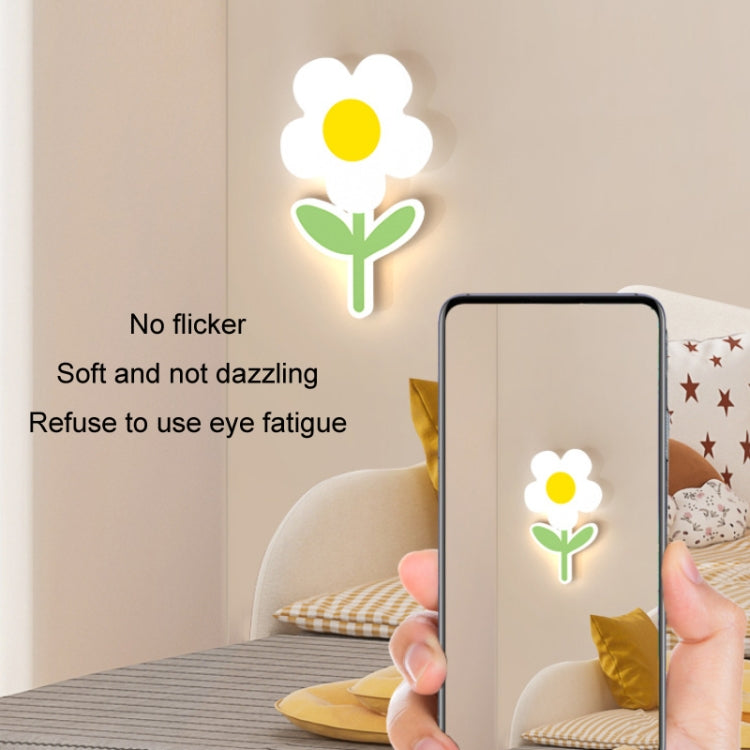 Children Room Warm Bedside Sunflower Wall Lamp, Color: Flower Three-color Dimmer