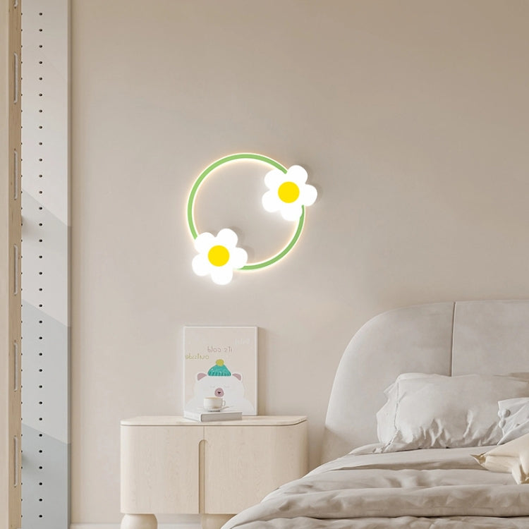 Children Room Warm Bedside Sunflower Wall Lamp, Color: Flower Three-color Dimmer