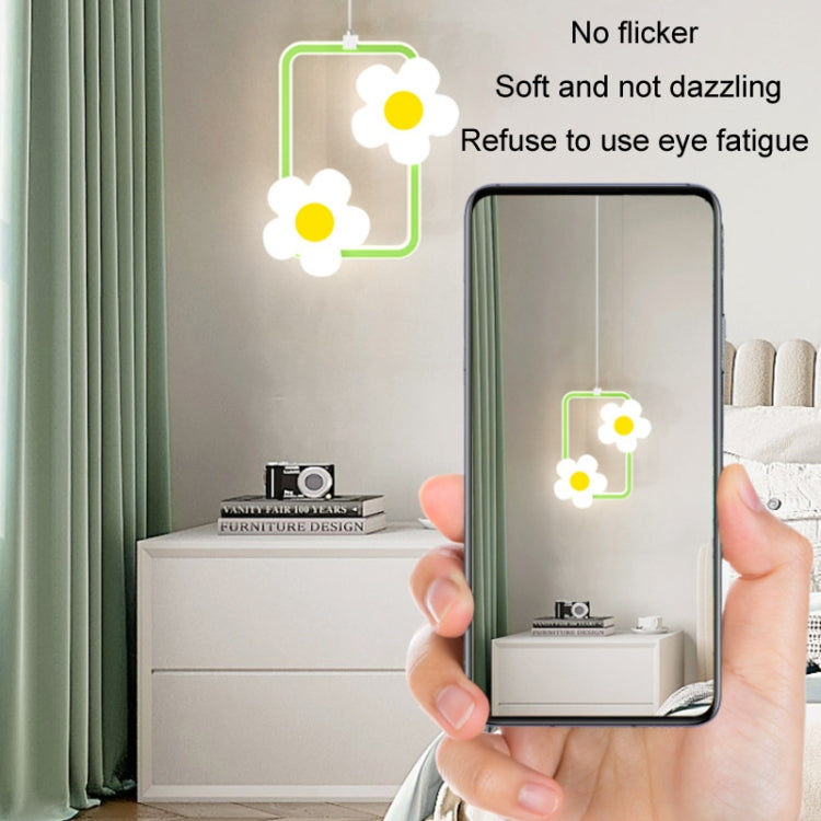 Children Room Bedside Warm Sunflower Chandelier, Color: Round Green Warm Light