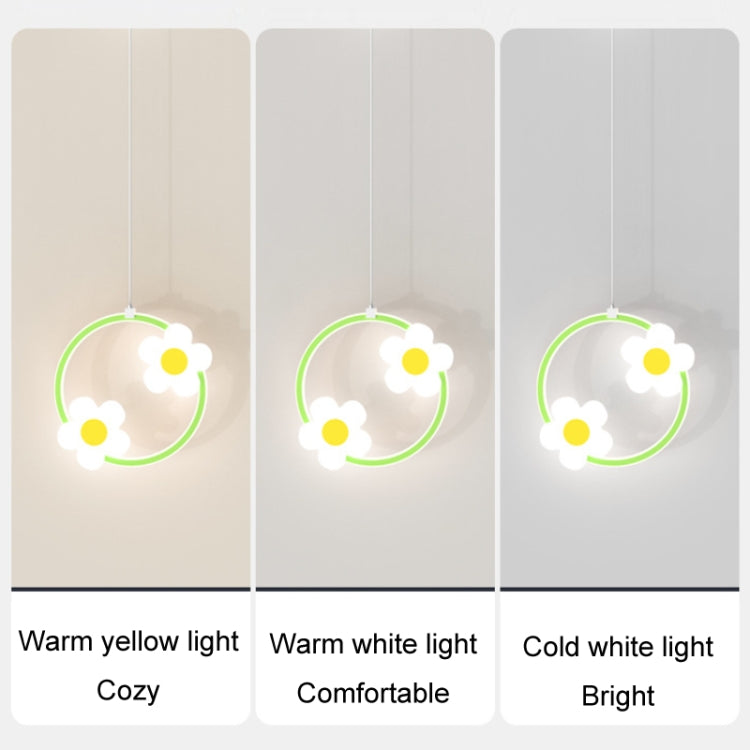 Children Room Bedside Warm Sunflower Chandelier, Color: Round Green White Light
