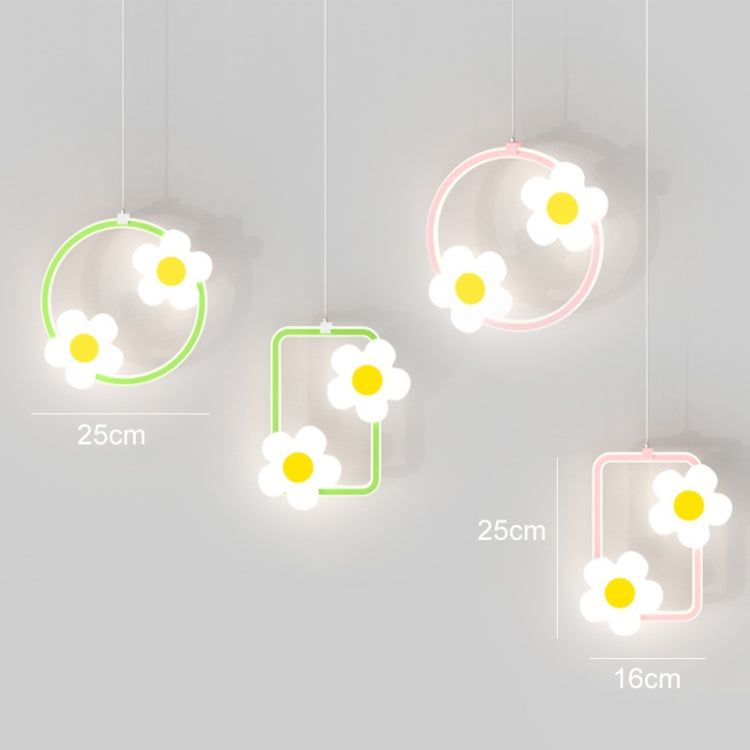 Children Room Bedside Warm Sunflower Chandelier, Color: Round Green 3 Color Dimmer