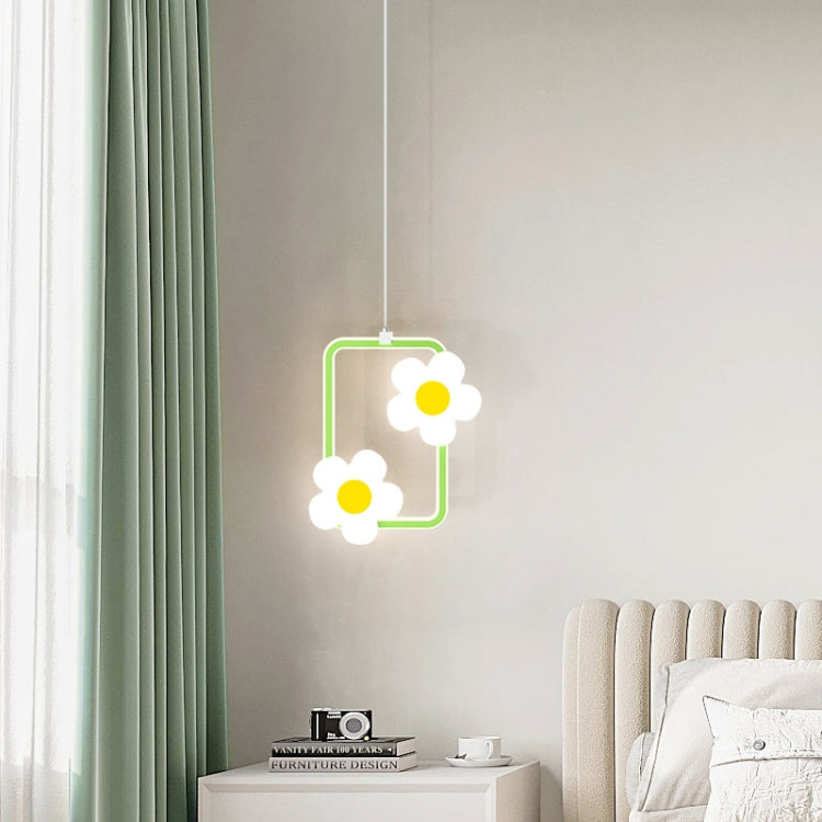 Children Room Bedside Warm Sunflower Chandelier, Color: Square Green 3 color Dimmer