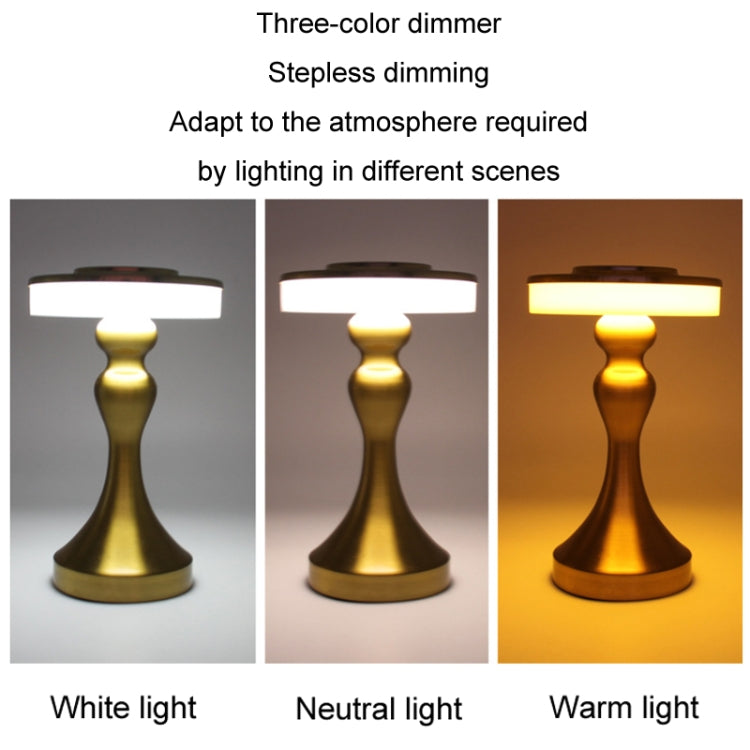 Retro Bar USB Rechargeable Metal Touch Desk Lamp, Specification: Gold