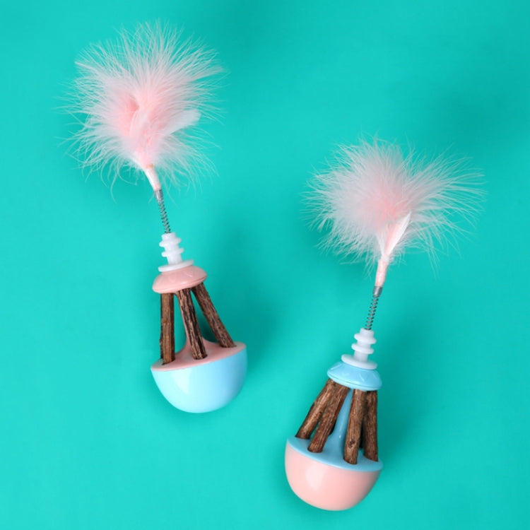 2pcs Wooden Polygonum Feather Amusing Cat Tumbler Cat Toy, Size: 24x6cm