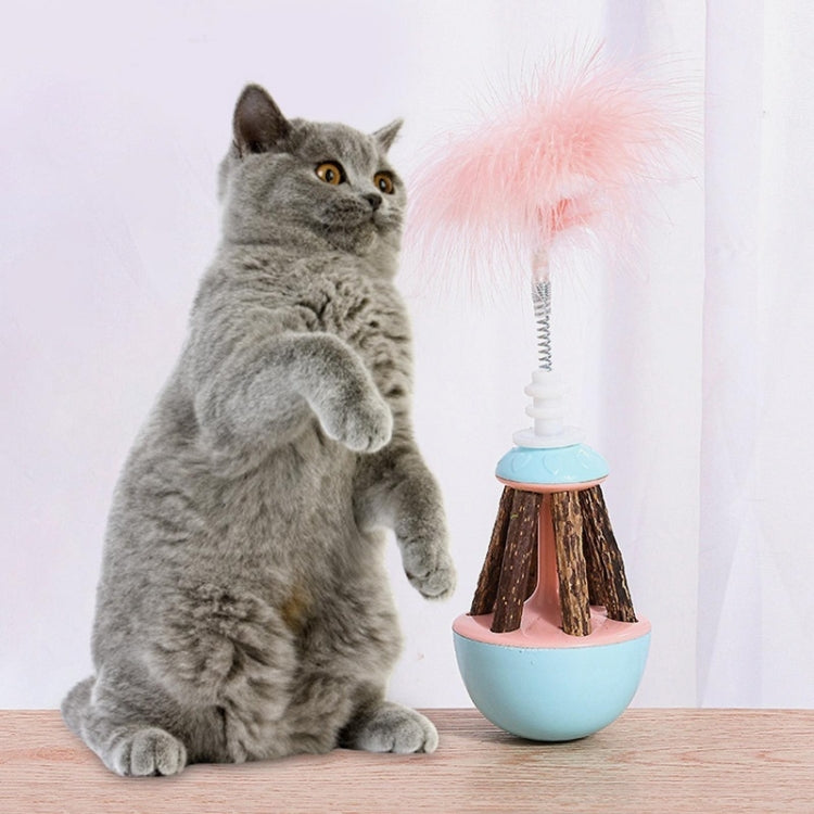 2pcs Wooden Polygonum Feather Amusing Cat Tumbler Cat Toy, Size: 24x6cm