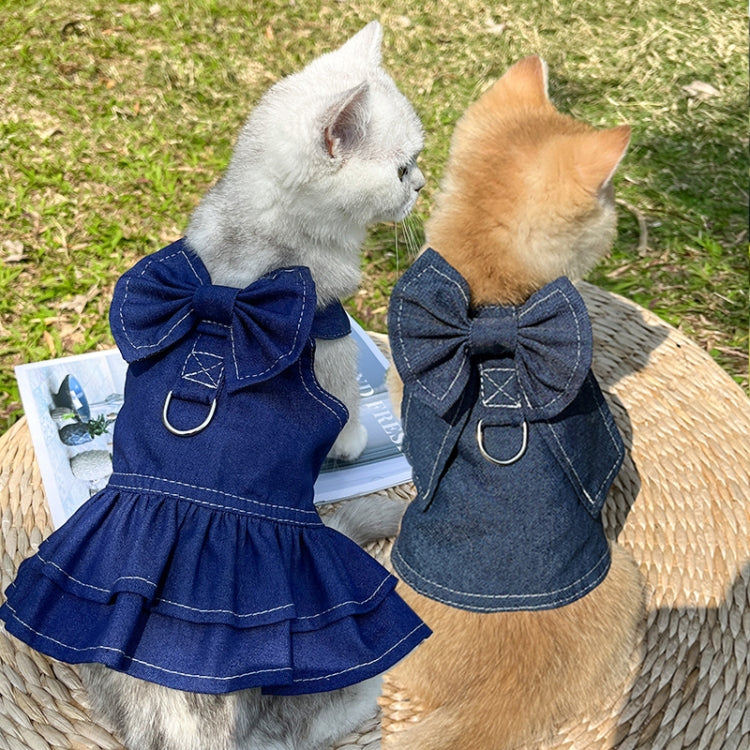 Pet Cat Denim Skirt Chest Back Leash for Dog Walking, Size: