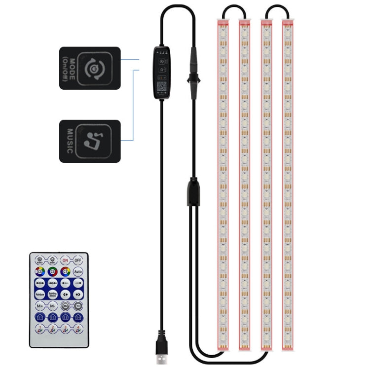 USB Car Atmosphere Decoration Symphony LED Lights, Specification: 72 LED+28 Key Remote Control