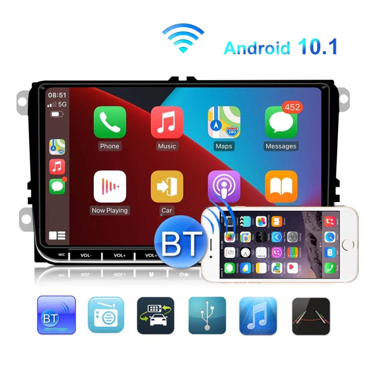 A2743 For Volkswagen 1+16G 9-inch Central Control Large Screen With Carplay Car Android10.0 Navigator Player, Style: Standard+4Lights Camera